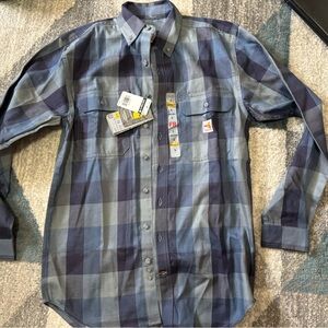 NWT Carhartt Flame Resistant Blue Plaid Shirt